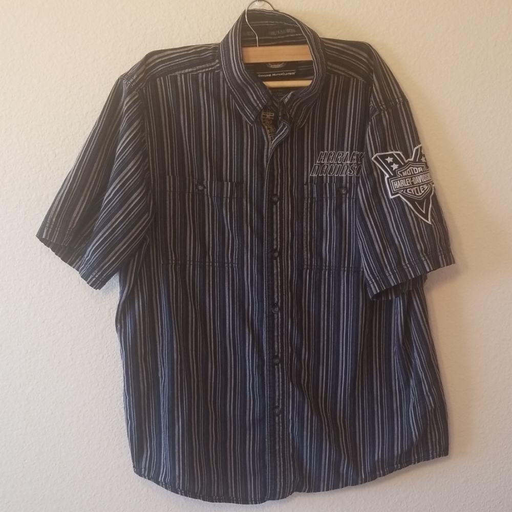 Harley-Davidson striped button down short sleeve